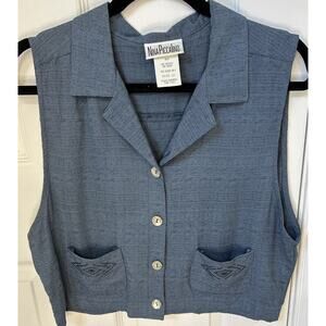 Vintage 90s Nina Piccalino Beaded Vest Size 12 Minimalist Quiet Boho Classic L
